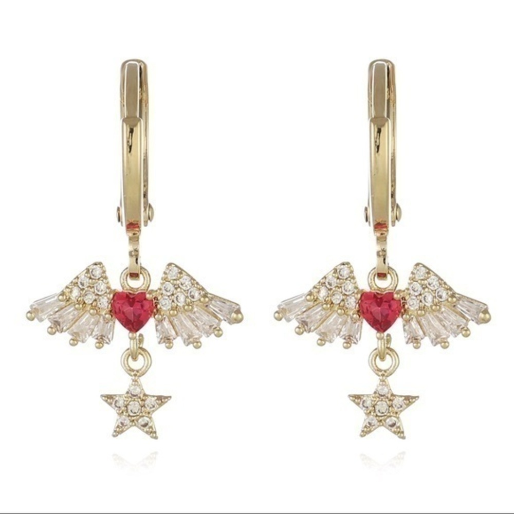 18KGP Angle wings Hoop earrings